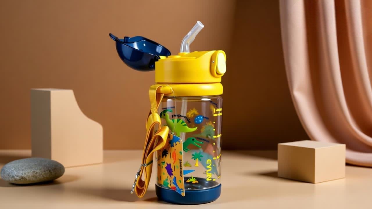 Kids Water Bottle – 460ML | Leakproof, BPA-Free, with Straw & Strap