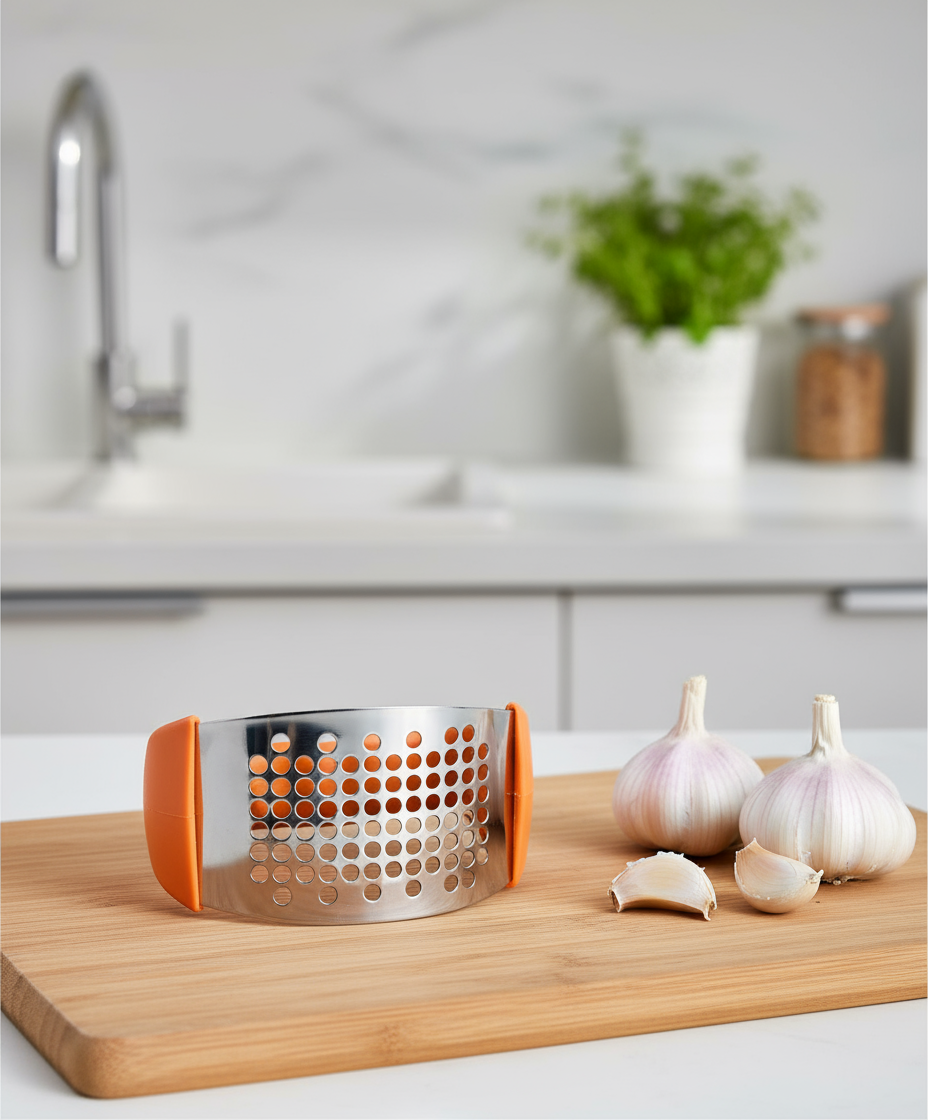 Arc-Shaped Garlic Press