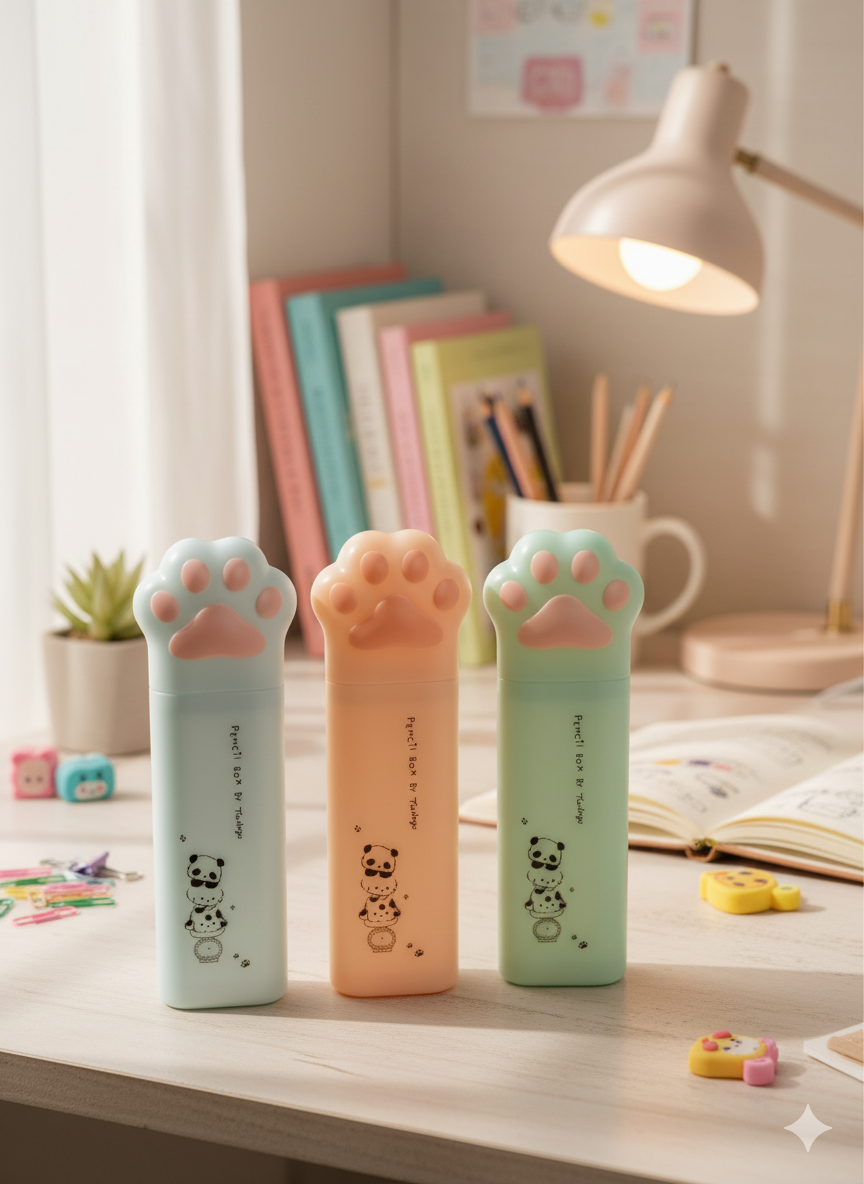 Cute Paw-Shaped Silicone Pencil Box | Soft Stand-Up Pencil Case for Kids